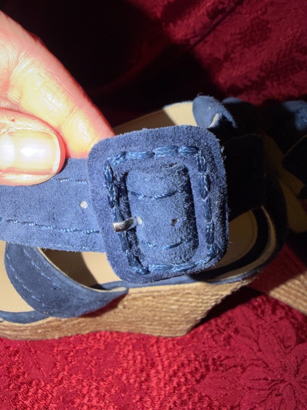 Marc Fisher Haely Blue Espadrille Wedge Sandals Sz 6 - Picture 8 of 14
